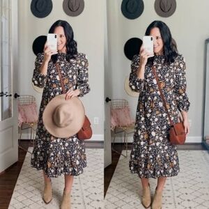 Universal Thread Floral Maxi Dress - Black, Orange, White